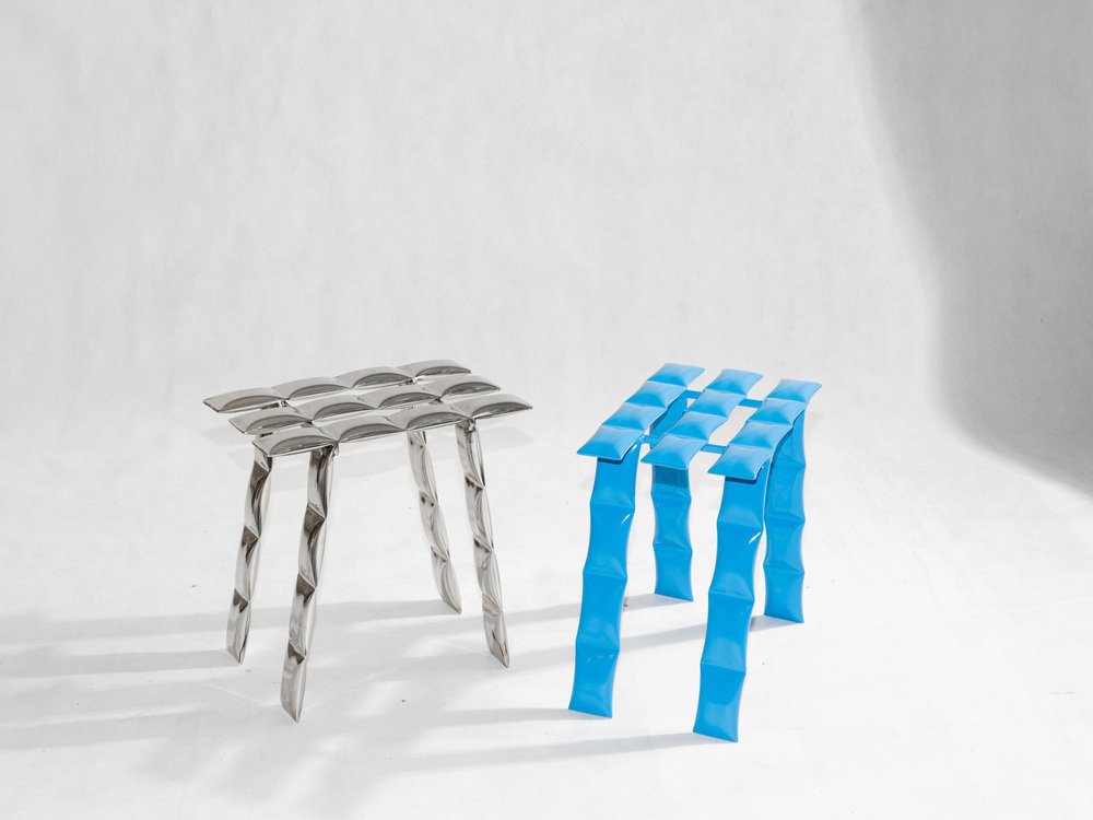 Blue Cosmic Stool by Metis Design Studio