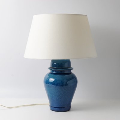 Blue Crackle Glaze Ginger Jar Ceramic Table Lamp, 1960s-IXK-1812617