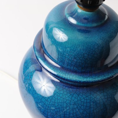 Blue Crackle Glaze Ginger Jar Ceramic Table Lamp, 1960s-IXK-1812617