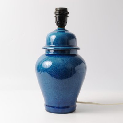 Blue Crackle Glaze Ginger Jar Ceramic Table Lamp, 1960s-IXK-1812617