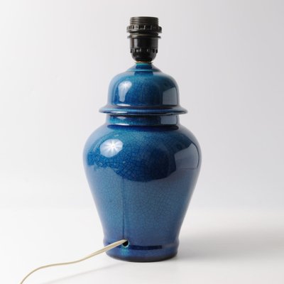 Blue Crackle Glaze Ginger Jar Ceramic Table Lamp, 1960s-IXK-1812617