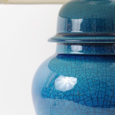 Blue Crackle Glaze Ginger Jar Ceramic Table Lamp, 1960s-IXK-1812617