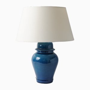 Blue Crackle Glaze Ginger Jar Ceramic Table Lamp, 1960s-IXK-1812617