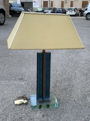 Blue Crystal & Brass Table Lamp by Pietro Chiesa for Fontana Arte, 1950s-EH-950948