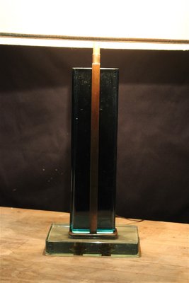 Blue Crystal & Brass Table Lamp by Pietro Chiesa for Fontana Arte, 1950s-EH-950948