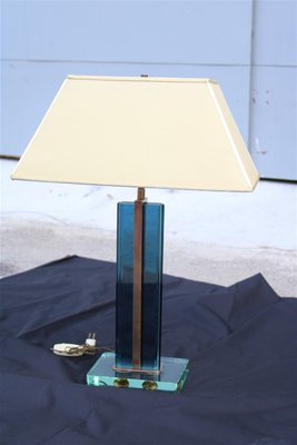 Blue Crystal & Brass Table Lamp by Pietro Chiesa for Fontana Arte, 1950s-EH-950948