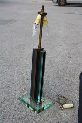 Blue Crystal & Brass Table Lamp by Pietro Chiesa for Fontana Arte, 1950s-EH-950948