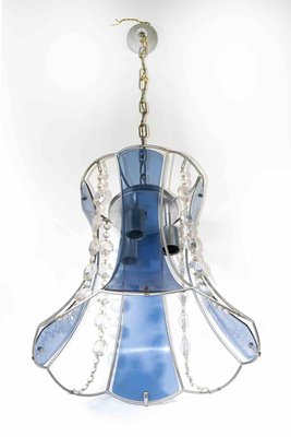 Blue Crystal Pendant Lamp, Mid-20th Century-ZCI-1374544