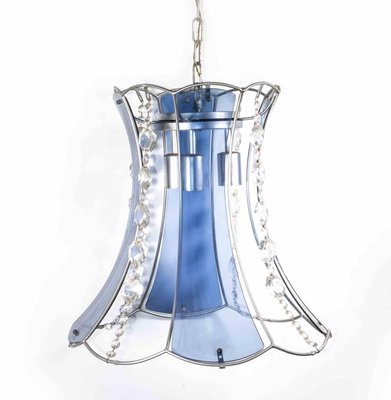 Blue Crystal Pendant Lamp, Mid-20th Century-ZCI-1374544