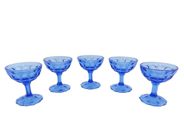 Blue Cups from Ząbkowice, Poland, 1970s, Set of 5-BXB-1408966