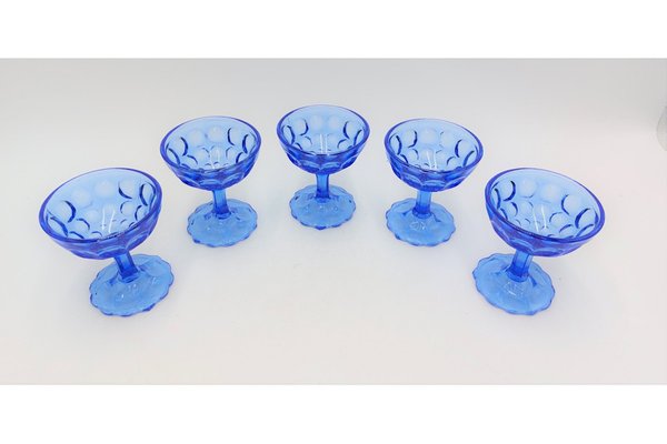 Blue Cups from Ząbkowice, Poland, 1970s, Set of 5-BXB-1408966