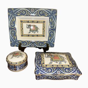 Blue Elephant Porcelain Set & Cards from Wedgwood, 1992, Set of 4-SZM-1787889