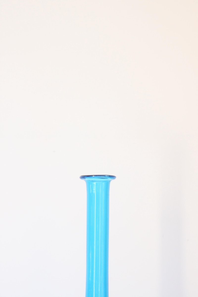 Blue Empoli Glass Genie Bottle, Tuscany, 1960s