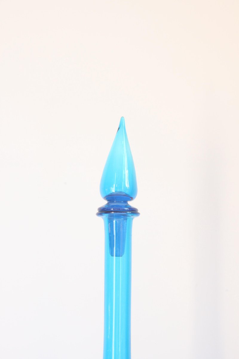 Blue Empoli Glass Genie Bottle, Tuscany, 1960s