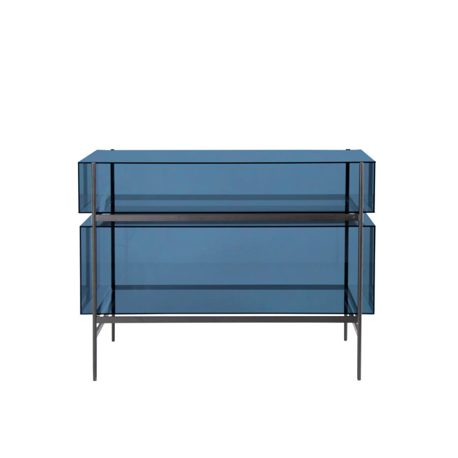 Lyn Extended - Glass Sideboard by Pulpo #blue/black