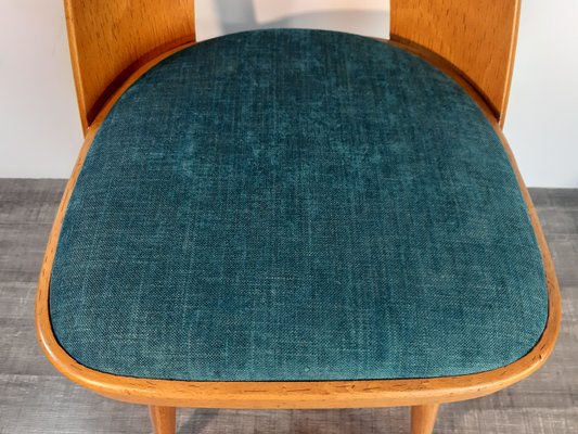 Blue Fabric & Beech Chairs by Oswald Haerdtl for TON, Set of 4-EYI-1177240