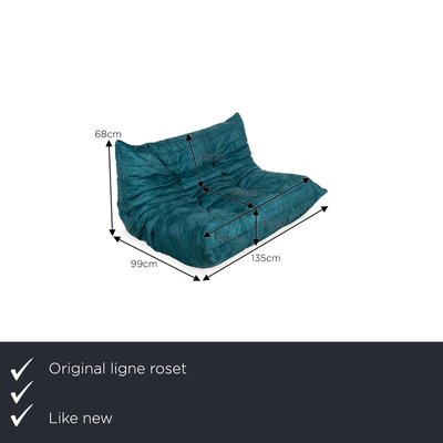 Blue Fabric Togo 2-Seater Sofa by Michel Ducaroy for Ligne Roset-RQW-2016707