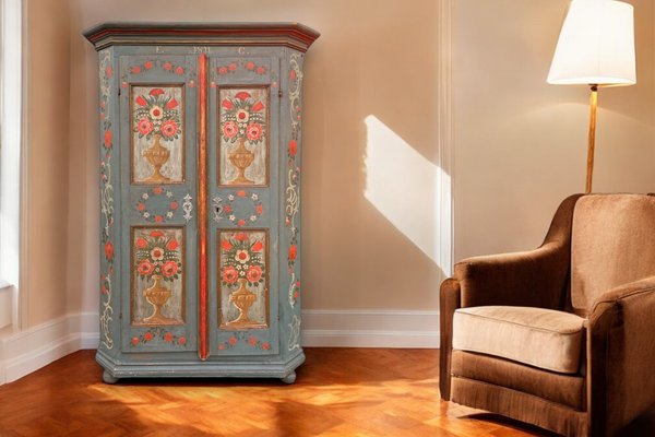 Blue Floral Painted Cabinet, 1811-BGS-2034596