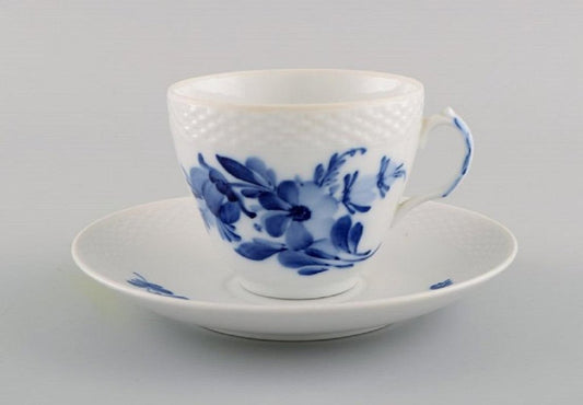 Blue Flower Braided Coffee Cups with Saucers from Royal Copenhagen, Mid 20th Century, Set of 16