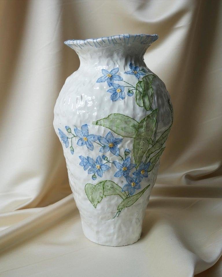 Blue Flower Emboridery Vase by Caroline Harrius