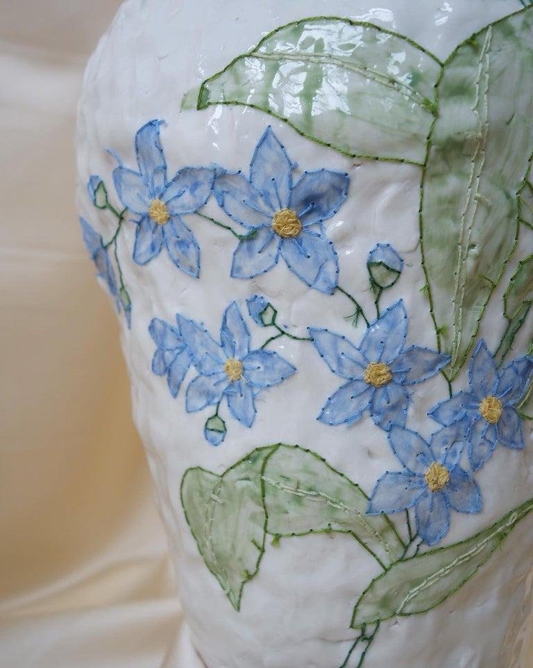 Blue Flower Emboridery Vase by Caroline Harrius