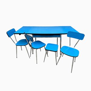 Blue Formica Table & Chairs from Jafae, 1960s, Set of 5-SDV-2018428