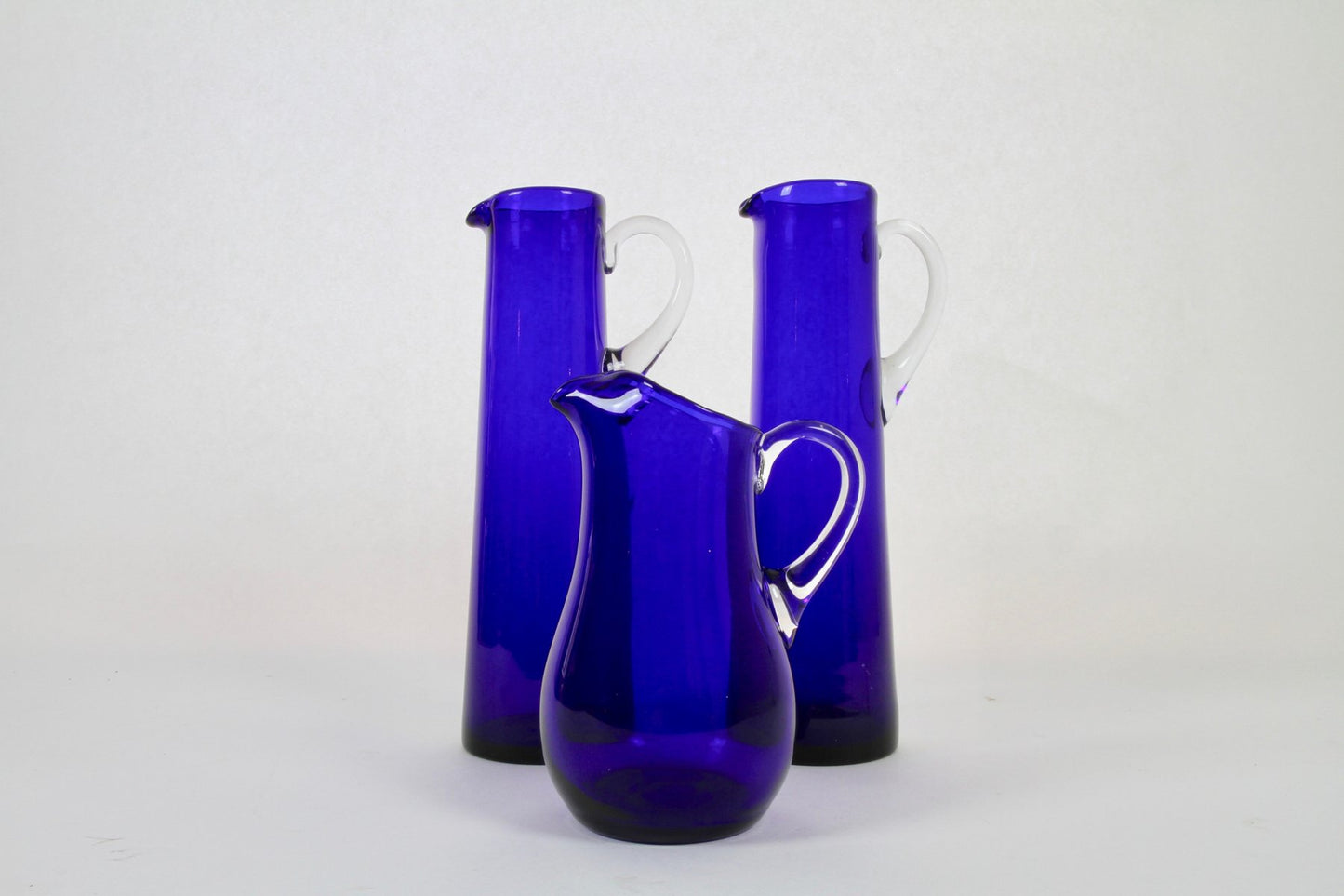 Blue Glass Jugs by Monica Bratt for Reijmyre Glasbruk, Set of 3, 1950s