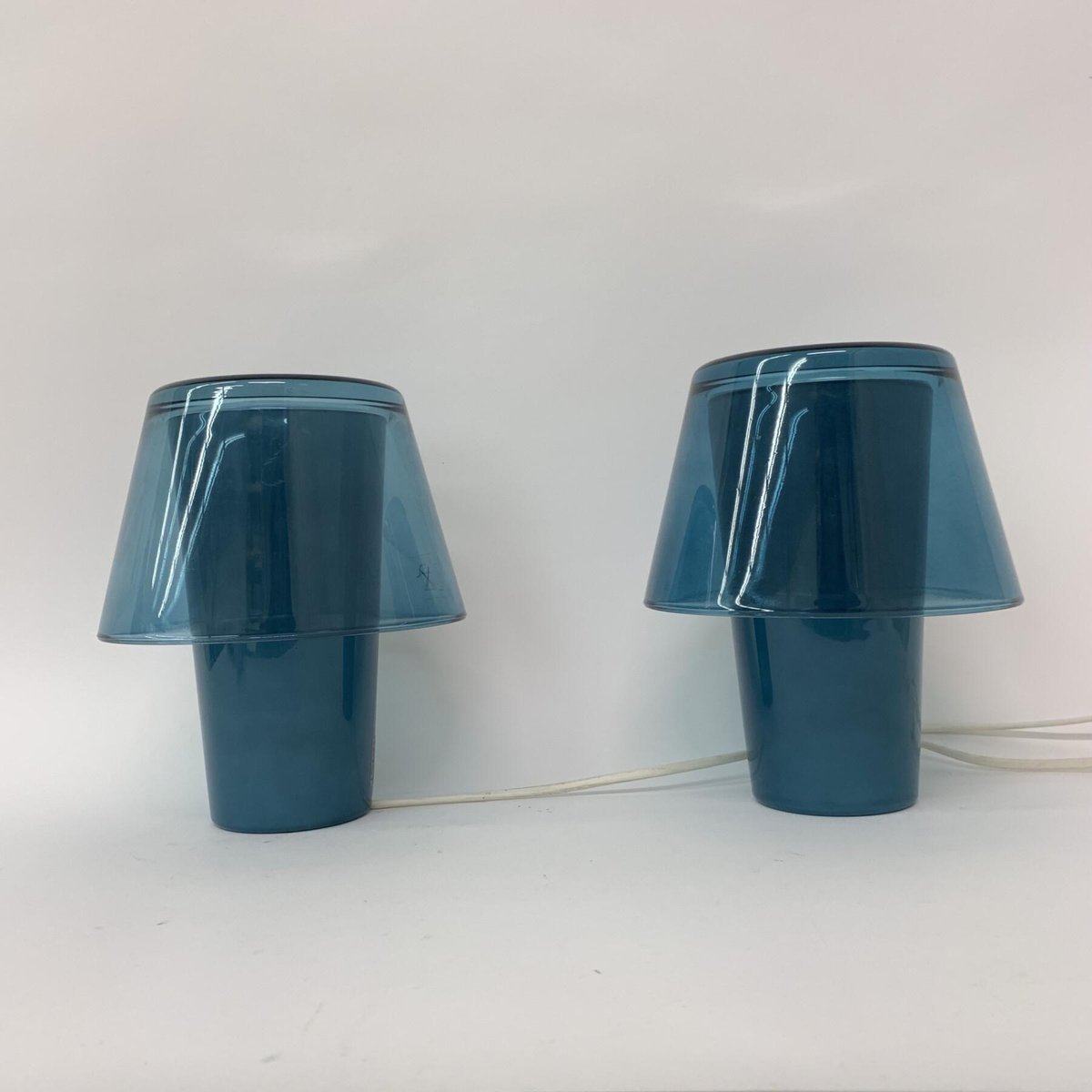 Blue Glass Mushroom GAVIK Table Lamp from Ikea, Set of 2