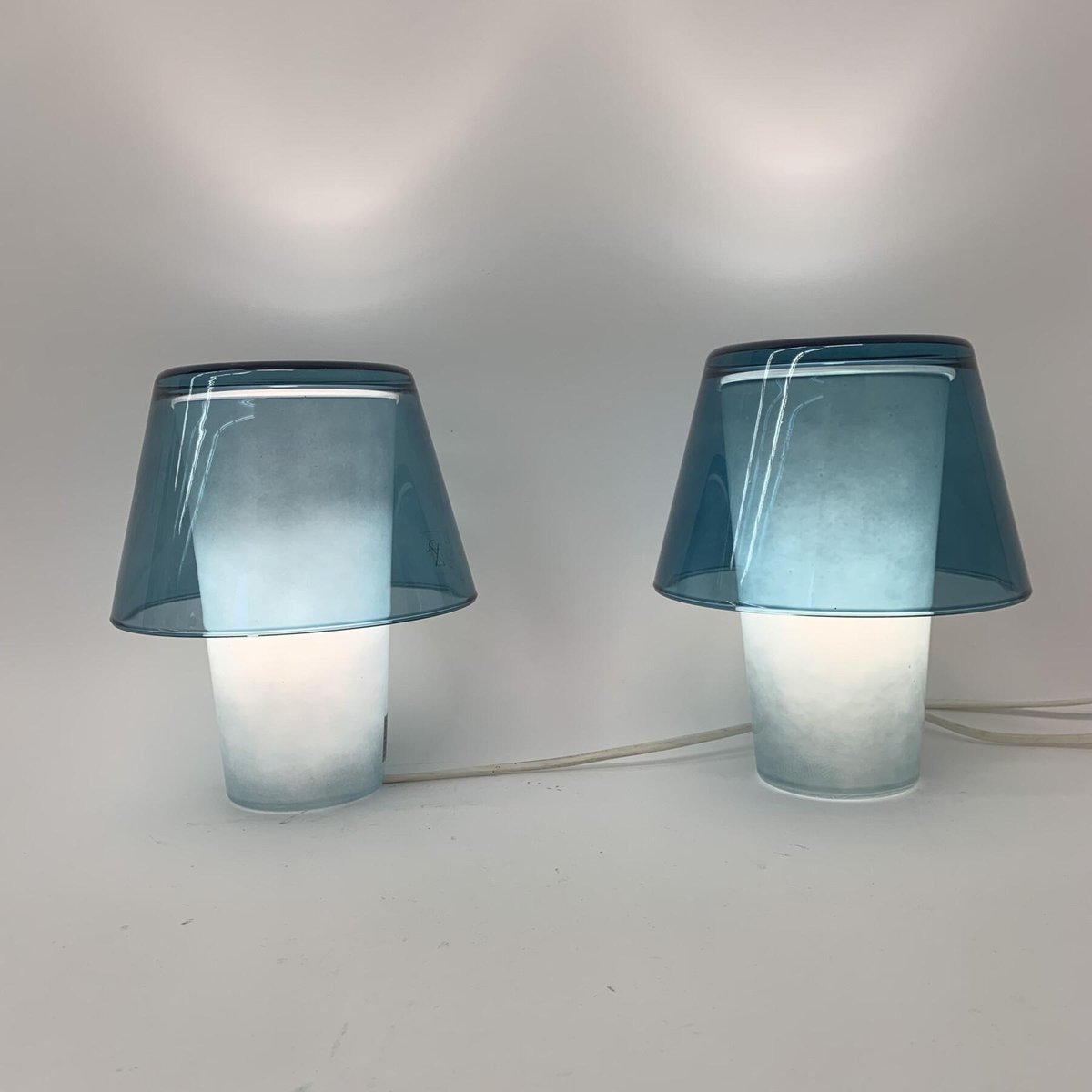 Blue Glass Mushroom GAVIK Table Lamp from Ikea, Set of 2