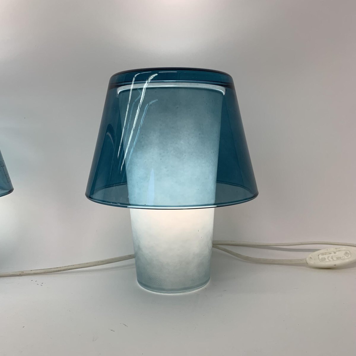 Blue Glass Mushroom GAVIK Table Lamp from Ikea, Set of 2