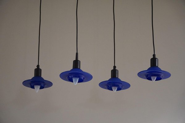 Blue Glass Pendants from Design Light A/S, Denmark, 1990s, Set of 4-MXF-1410669