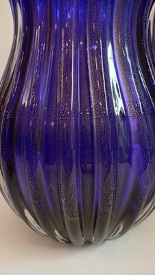 Blue Glass Vase with Gold Inclusion of Archimedes Seguso, Murano, Italy, 1970s-TKR-1819278