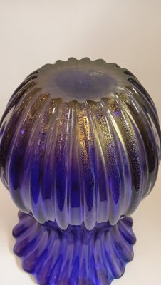 Blue Glass Vase with Gold Inclusion of Archimedes Seguso, Murano, Italy, 1970s-TKR-1819278