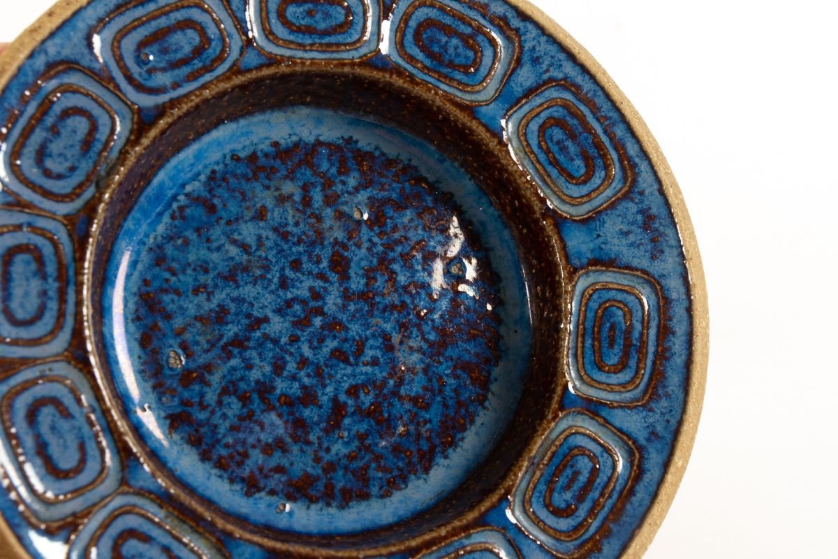 Blue Glazed Ceramic Ashtrays by Einar Johansen for Søholm, 1960s, Set of 3