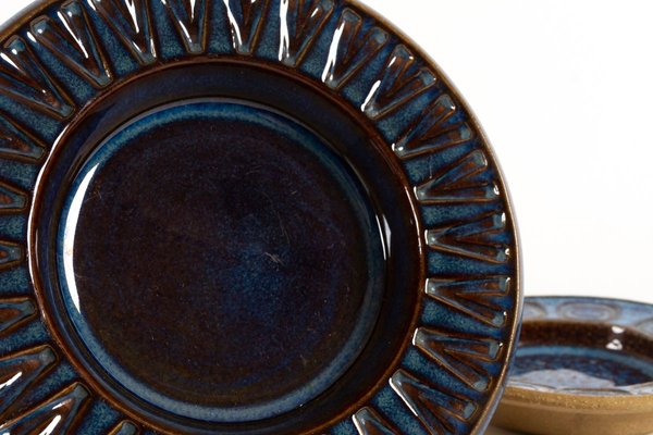 Blue Glazed Ceramic Ashtrays by Einar Johansen for Søholm, 1960s, Set of 3-WIX-835850