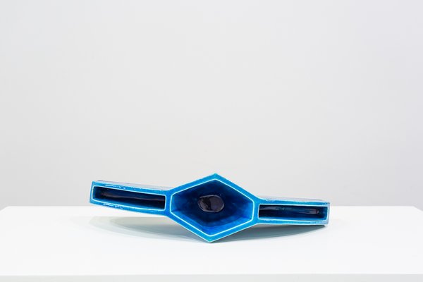 Blue Glazed Ceramic Centerpiece, 1960s-UJE-1435755