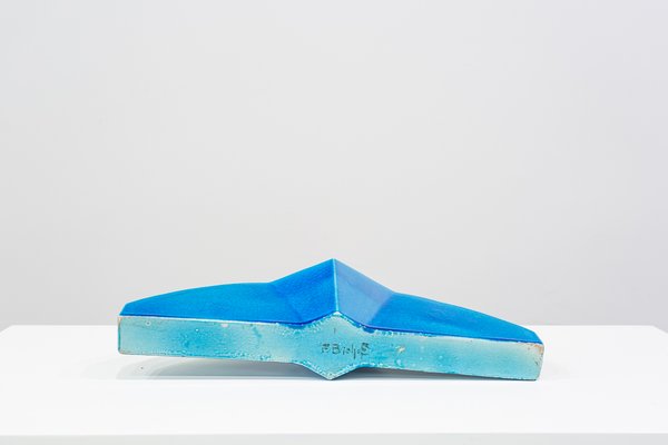 Blue Glazed Ceramic Centerpiece, 1960s-UJE-1435755