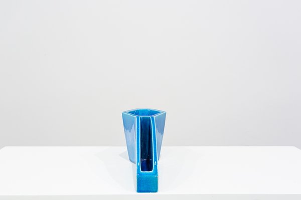 Blue Glazed Ceramic Centerpiece, 1960s-UJE-1435755