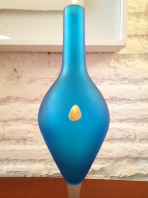 Blue Ice Effect Glass Vase from Stylo, 1960s-QY-696906