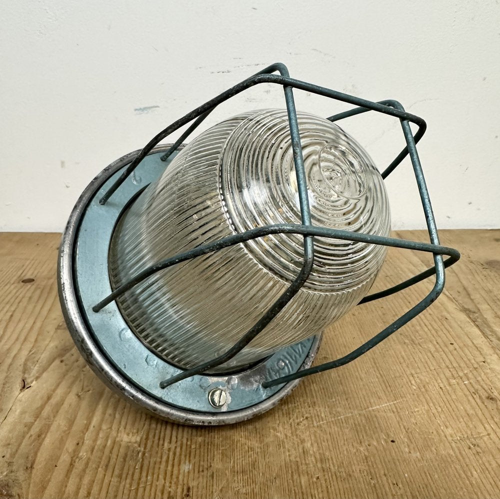 Blue Industrial Bunker Light from Polam Gdansk, 1970s, 1960s