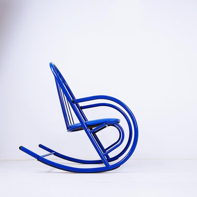 Blue Lacquered Tubular Metal Rocking Chair, 1970s-NYF-2019059