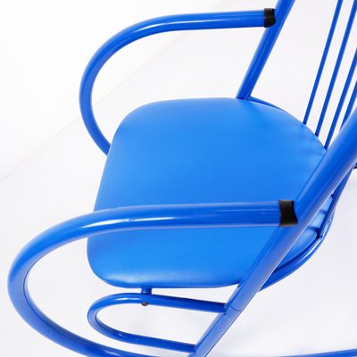 Blue Lacquered Tubular Metal Rocking Chair, 1970s-NYF-2019059