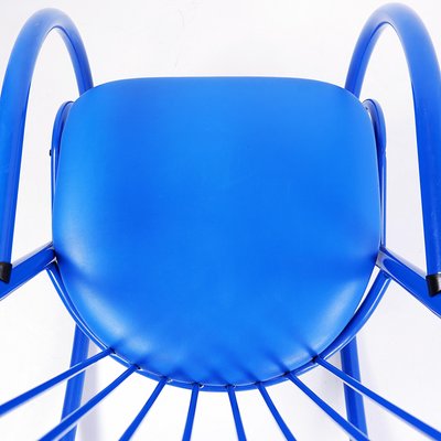 Blue Lacquered Tubular Metal Rocking Chair, 1970s-NYF-2019059