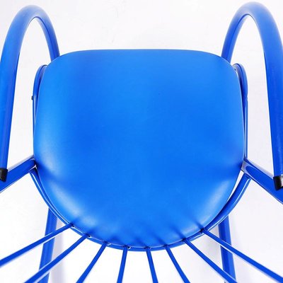 Blue Lacquered Tubular Metal Rocking Chair, 1970s-JG-1797199