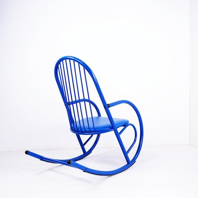 Blue Lacquered Tubular Metal Rocking Chair, 1970s-NYF-2019059