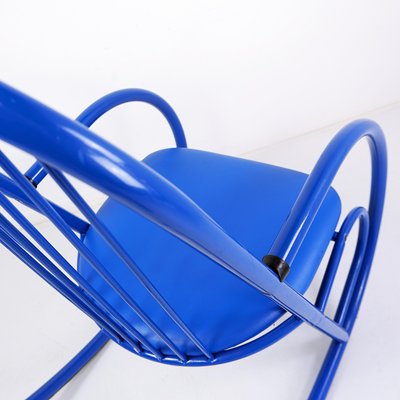 Blue Lacquered Tubular Metal Rocking Chair, 1970s-NYF-2019059