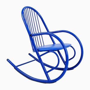 Blue Lacquered Tubular Metal Rocking Chair, 1970s-NYF-2019059