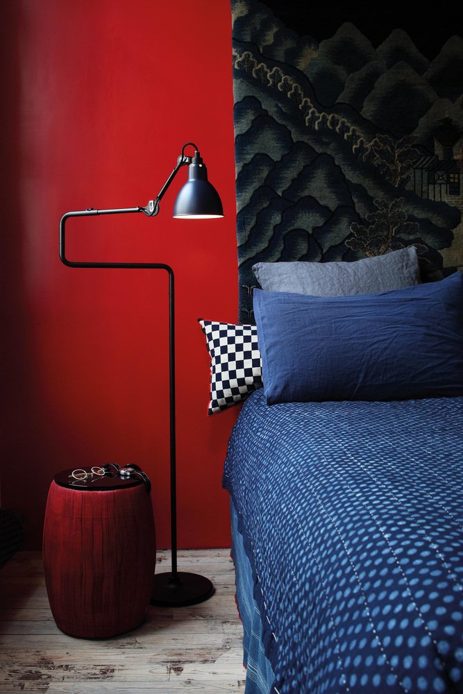 Blue Lampe Gras N° 411 Floor Lamp by Bernard-Albin Gras