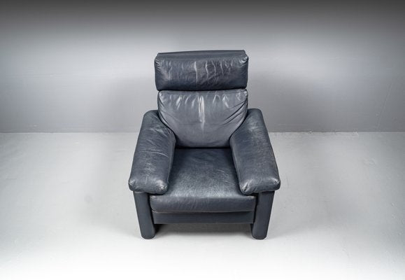 Blue Leather Armchair from Cor Conseta, Germany, 1980s-VLO-1655076