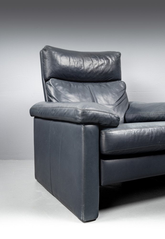 Blue Leather Armchair from Cor Conseta, Germany, 1980s